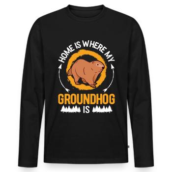 Groundhog Home Groundhog Day Marmot - Men's Premium Organic Long Sleeve Shirt - black - Front - Nico (187cm)