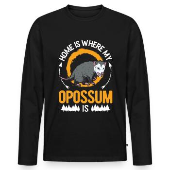 Zuhause is wo mein Opossum ist Possum - Männer Premium Bio Langarmshirt - Schwarz - Vorne - Nico (187cm)