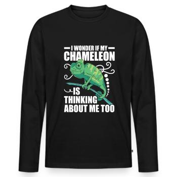 Caméléon Cadeau Caméléon - T-shirt manches longues Premium bio Homme - noir - Devant - Nico (187cm)