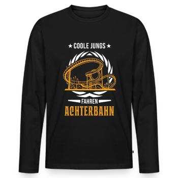 Cool guys ride roller coaster rollercoaster ride - Men's Premium Organic Long Sleeve Shirt - black - Front - Nico (187cm)