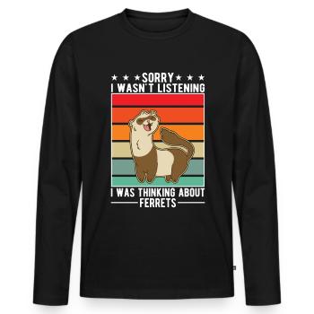 Ferret lover Ferret Gift - Men's Premium Organic Long Sleeve Shirt - black - Front - Nico (187cm)