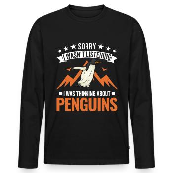 Pinguin Penguin Kaiserpinguin Gelbaugenpinguin - Männer Premium Bio Langarmshirt - Schwarz - Vorne - Nico (187cm)