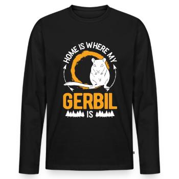 Home is where my Gerbil is Gerbil Gerbil - Men's Premium Organic Long Sleeve Shirt - black - Front - Nico (187cm)