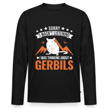 Gerbille Cadeau Rat de course mongol Gerbille - T-shirt manches longues Premium bio Homme - noir - Devant - Nico (187cm)