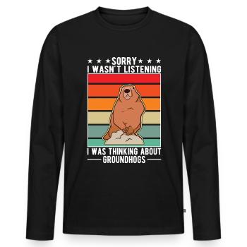 Murmeltier Groundhog Day Waldmurmeltier - Männer Premium Bio Langarmshirt - Schwarz - Vorne - Nico (187cm)