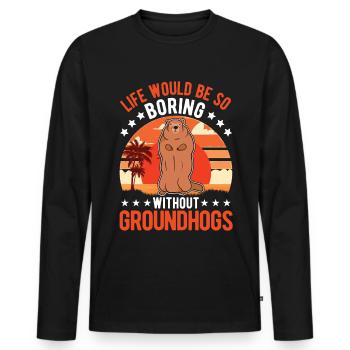 Murmeltier Groundhog Day Waldmurmeltier - Männer Premium Bio Langarmshirt - Schwarz - Vorne - Nico (187cm)