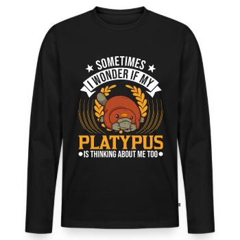 Platypus Spell Platypus - Men's Premium Organic Long Sleeve Shirt - black - Front - Nico (187cm)