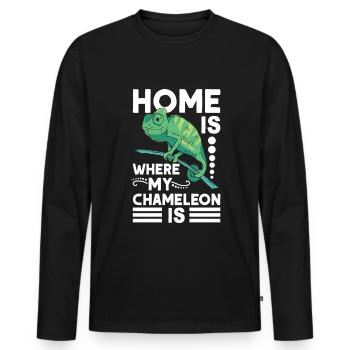 Caméléon Accueil Caméléon - T-shirt manches longues Premium bio Homme - noir - Devant - Nico (187cm)