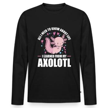 Axolotl Cadeau Amphibien à queue - T-shirt manches longues Premium bio Homme - noir - Devant - Nico (187cm)