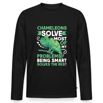 Caméléon Cadeau Caméléon - T-shirt manches longues Premium bio Homme - noir - Devant - Nico (187cm)