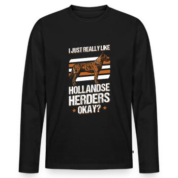 Hollandse Herder Hollandse Herdershond - Men's Premium Organic Long Sleeve Shirt - black - Front - Nico (187cm)