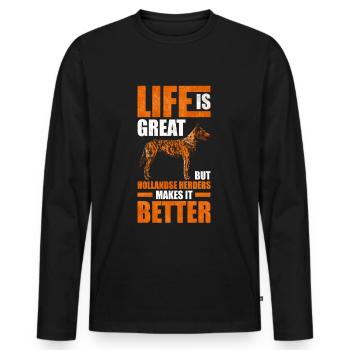 Hollandse Herder Dutch Shepherd - Men's Premium Organic Long Sleeve Shirt - black - Front - Nico (187cm)