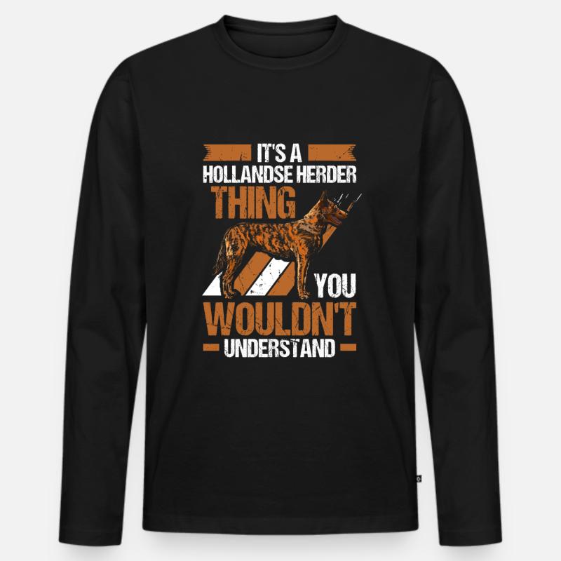 Hollandse Herder Holländischer Schäferhund - Männer Premium Bio Langarmshirt - Schwarz