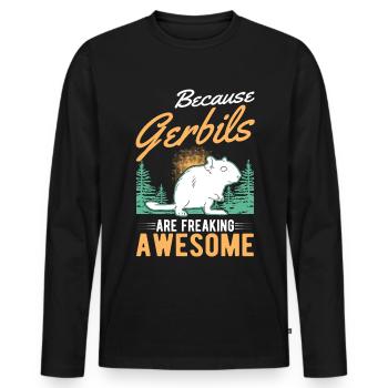 Parce que les gerbilles sont des gerbilles géniales - T-shirt manches longues Premium bio Homme - noir - Devant - Nico (187cm)
