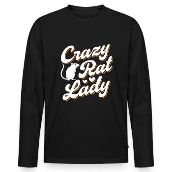 Crazy Rat lady Verrückte Ratten Frau - Männer Premium Bio Langarmshirt - Schwarz - Vorne - Nico (187cm)