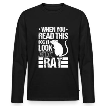 Rat Gift Rat domestique Rat Propriétaire - T-shirt manches longues Premium bio Homme - noir - Devant - Nico (187cm)