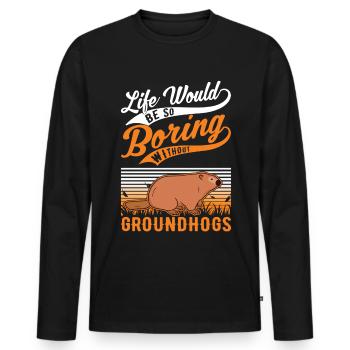 Murmeltier Groundhog Day Waldmurmeltier - Männer Premium Bio Langarmshirt - Schwarz - Vorne - Nico (187cm)