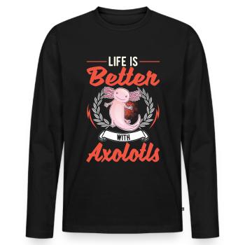 La vie est meilleure avec la salamandre à queue d’Axolotl - T-shirt manches longues Premium bio Homme - noir - Devant - Nico (187cm)