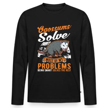 Opossum Cadeau Marsupial Opossum - T-shirt manches longues Premium bio Homme - noir - Devant - Nico (187cm)