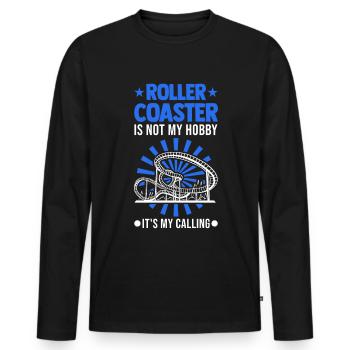 Roller Coaster HobbyParc d’attractions Roller Coaster Ride - T-shirt manches longues Premium bio Homme - noir - Devant - Nico (187cm)