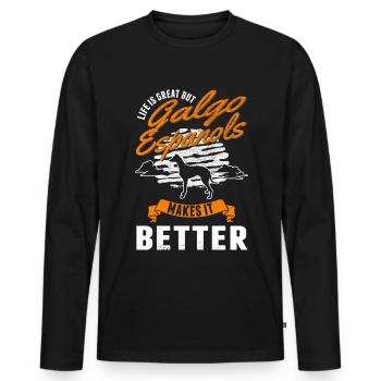 Galgo Espanol Spanish Greyhound Galgo - Men's Premium Organic Long Sleeve Shirt - black - Front - Nico (187cm)