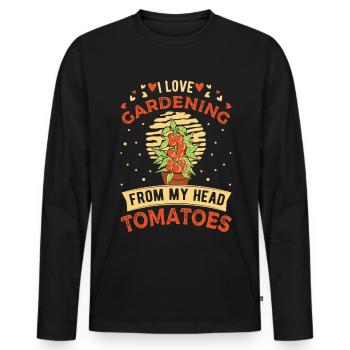 J’aime Jardinage De ma tête Tomates Tomate - T-shirt manches longues Premium bio Homme - noir - Devant - Nico (187cm)
