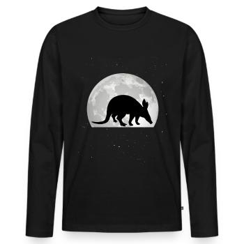 Erdferkel Mond - Männer Premium Bio Langarmshirt - Schwarz - Vorne - Nico (187cm)