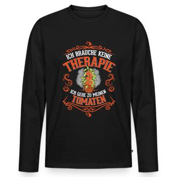 Tomaten Therapie Tomatenzüchter Paradeiser - Männer Premium Bio Langarmshirt - Schwarz - Vorne - Nico (187cm)