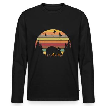 Erdferkel Retro Aardvark Vintage - T-shirt manches longues Premium bio Homme - noir - Devant - Nico (187cm)