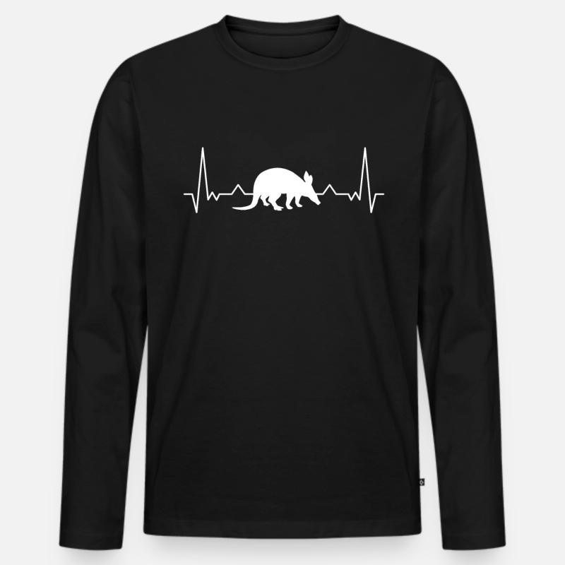 Erdferkel Herzschlag - Männer Premium Bio Langarmshirt - Schwarz