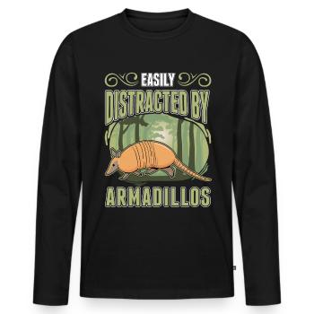 Easily distracted by Armadillo's Armadillo - Men's Premium Organic Long Sleeve Shirt - black - Front - Nico (187cm)