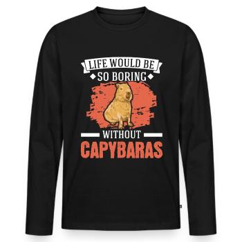 Capybara Gift Capibara capybara - Men's Premium Organic Long Sleeve Shirt - black - Front - Nico (187cm)