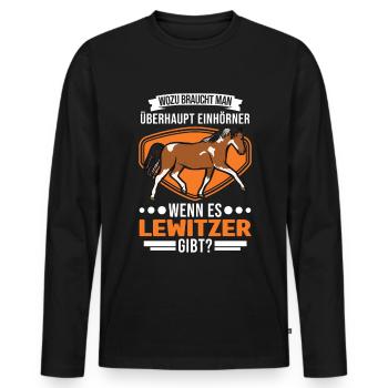 Lewitzer Einhorn Lewitzer Pferd - Männer Premium Bio Langarmshirt - Schwarz - Vorne - Nico (187cm)