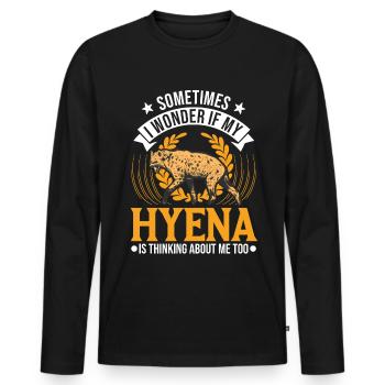 Hyäne Geschenk Erdwolf Hyena - Männer Premium Bio Langarmshirt - Schwarz - Vorne - Nico (187cm)