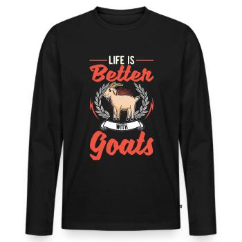 Life is better with goats goat host - Men's Premium Organic Long Sleeve Shirt - black - Front - Nico (187cm)