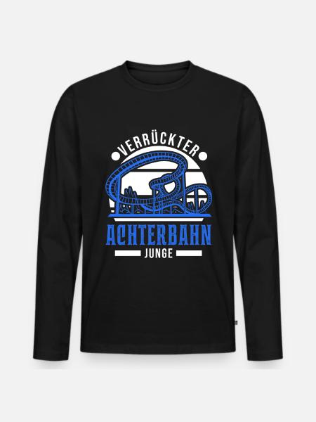Verrückter Achterbahn Junge Achterbahnfahrt - Männer Premium Bio Langarmshirt - Schwarz