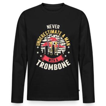 Posaune Mann Posaunenspieler Posaunist - Männer Premium Bio Langarmshirt - Schwarz - Vorne - Nico (187cm)