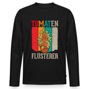 Der Tomaten Flüsterer Tomaten Paradeiser - Männer Premium Bio Langarmshirt - Schwarz - Vorne - Nico (187cm)