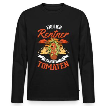 Tomaten Rentner Tomatenzüchter Paradeiser - Männer Premium Bio Langarmshirt - Schwarz - Vorne - Nico (187cm)