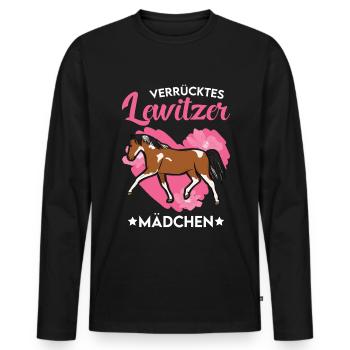 Verrücktes Lewitzer Mädchen - Männer Premium Bio Langarmshirt - Schwarz - Vorne - Nico (187cm)