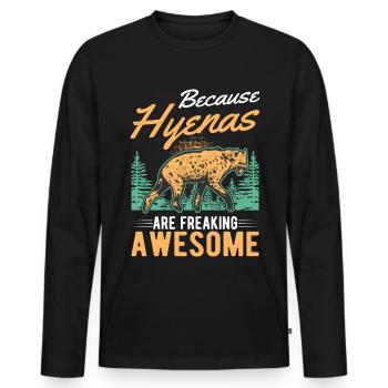 Hyène Cadeau Aardwolf Hyène - T-shirt manches longues Premium bio Homme - noir - Devant - Nico (187cm)