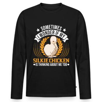 Silk Chicken Cadeau Silkie Chicken Silkie Chicken - T-shirt manches longues Premium bio Homme - noir - Devant - Nico (187cm)