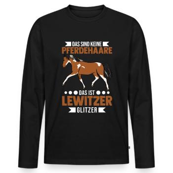 Lewitzer Glitzer Lewitzer Pferdehaare - Männer Premium Bio Langarmshirt - Schwarz - Vorne - Nico (187cm)