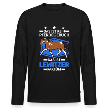 Lewitzer Parfüm Lewitzer Pferd Geruch - Männer Premium Bio Langarmshirt - Schwarz - Vorne - Nico (187cm)