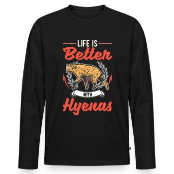 La vie est meilleure avec une hyène - T-shirt manches longues Premium bio Homme - noir - Devant - Nico (187cm)