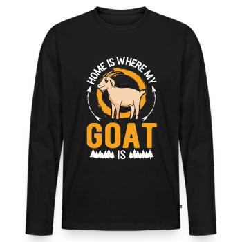 La maison est l’endroit où ma chèvre est l’hôte de la chèvre - T-shirt manches longues Premium bio Homme - noir - Devant - Nico (187cm)