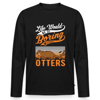 Loutre Cadeau Loutre Loutre Loutre Loutre de mer - T-shirt manches longues Premium bio Homme - noir - Devant - Nico (187cm)