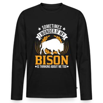 Buffalo Gift Bison Buffallo Buffle d’eau - T-shirt manches longues Premium bio Homme - noir - Devant - Nico (187cm)