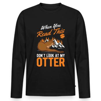Loutre Cadeau Loutre Loutre Loutre Loutre de mer - T-shirt manches longues Premium bio Homme - noir - Devant - Nico (187cm)