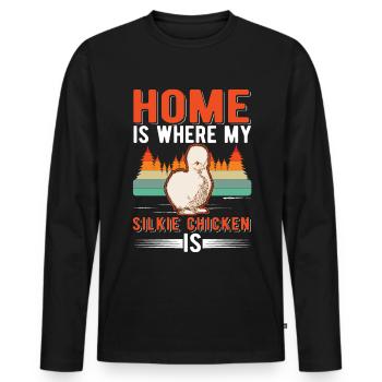 La maison est l’endroit où se trouve mon poulet en soie - T-shirt manches longues Premium bio Homme - noir - Devant - Nico (187cm)